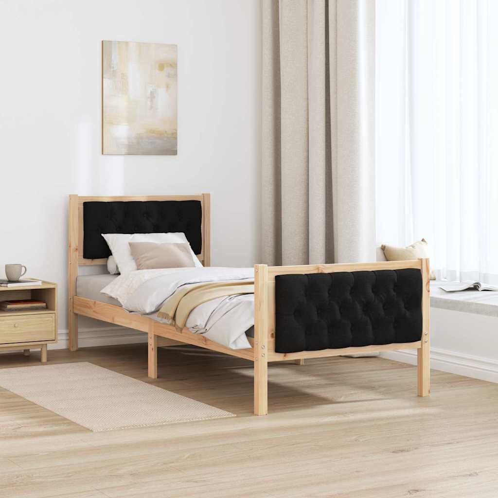 Bettrahmen Schwarz 80 x 200 cm Massives Kiefernholz
