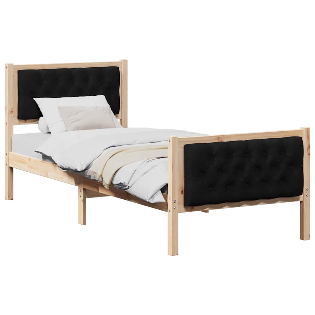 Bettrahmen Schwarz 80 x 200 cm Massives Kiefernholz