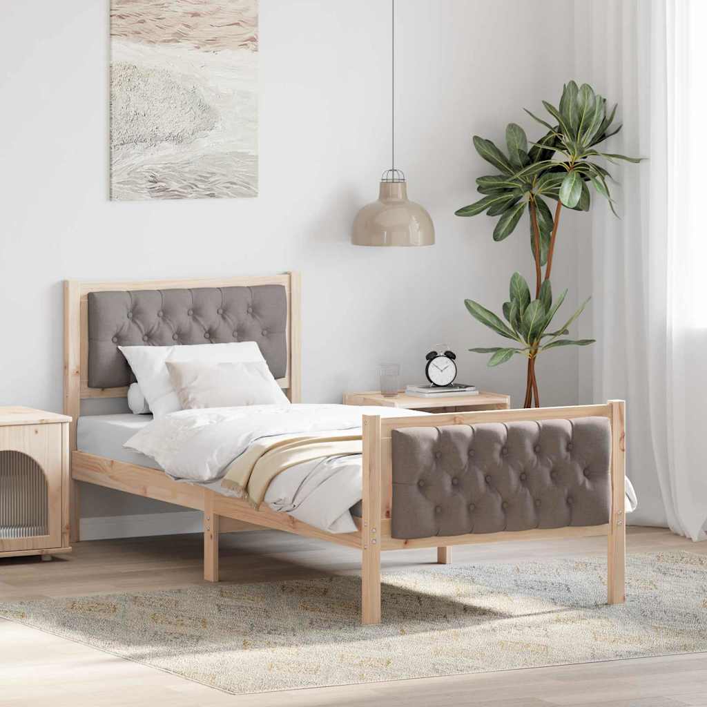 Bettrahmen mit Kopfteil Taupe 80 x 200 cm Massives Kiefernholz