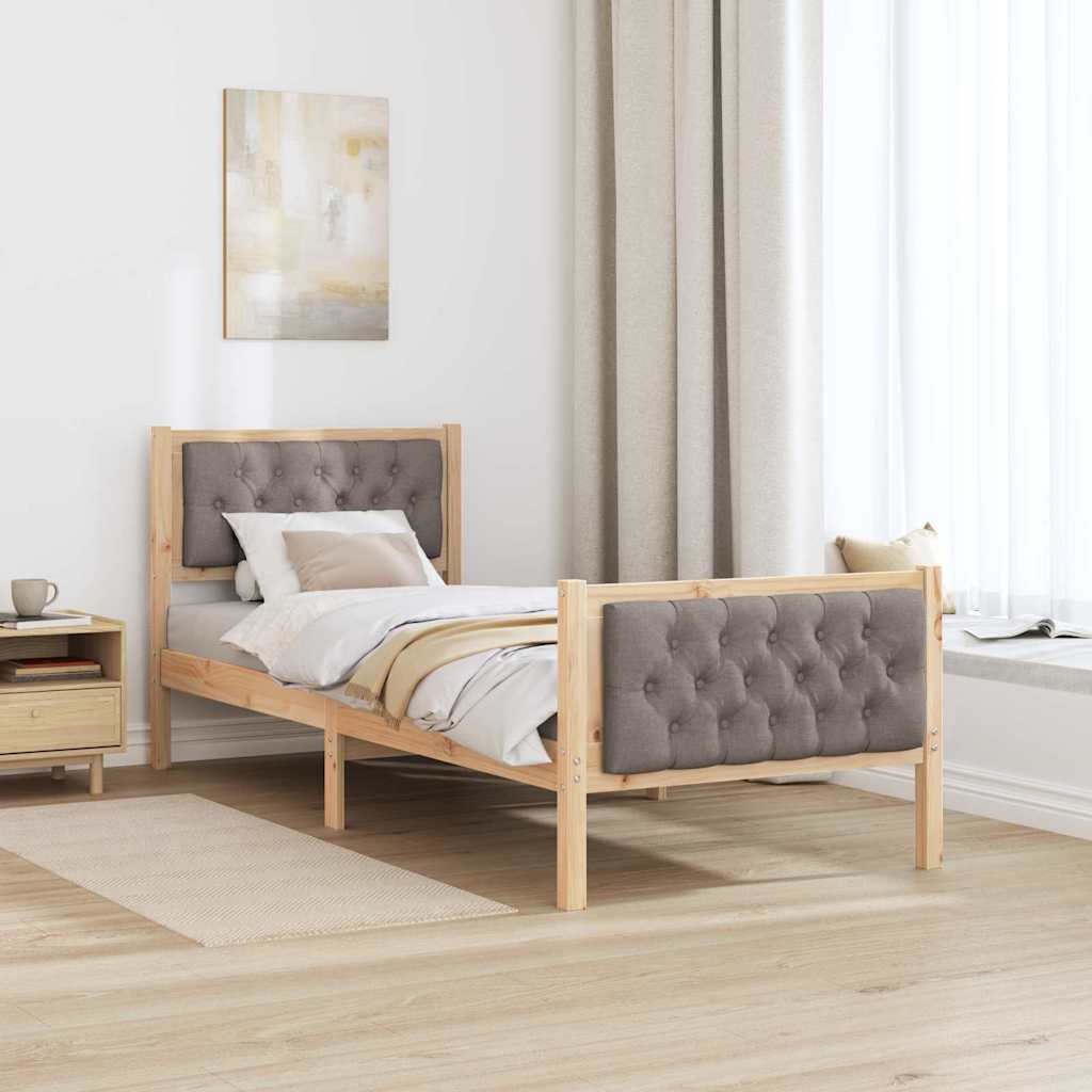 Bettrahmen mit Kopfteil Taupe 80 x 200 cm Massives Kiefernholz