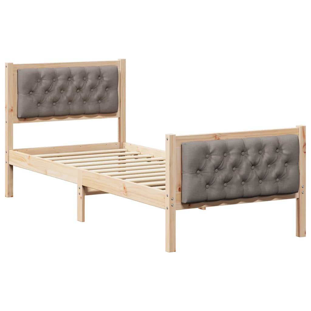 Bettrahmen mit Kopfteil Taupe 80 x 200 cm Massives Kiefernholz