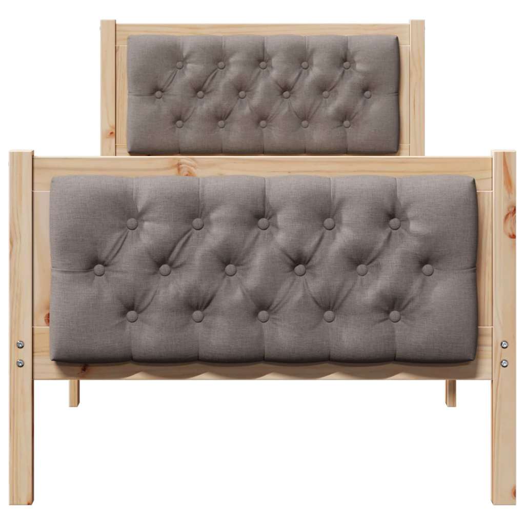 Bettrahmen mit Kopfteil Taupe 80 x 200 cm Massives Kiefernholz