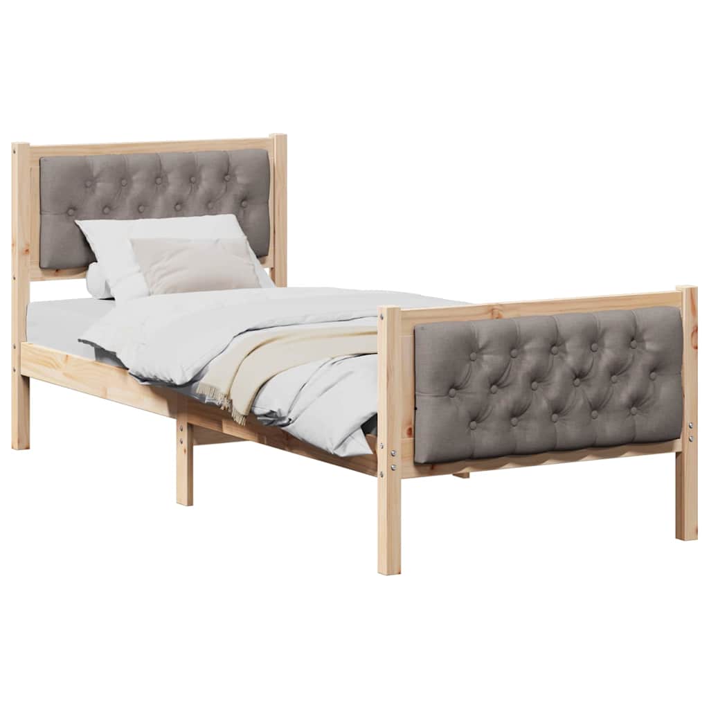 Bettrahmen mit Kopfteil Taupe 80 x 200 cm Massives Kiefernholz