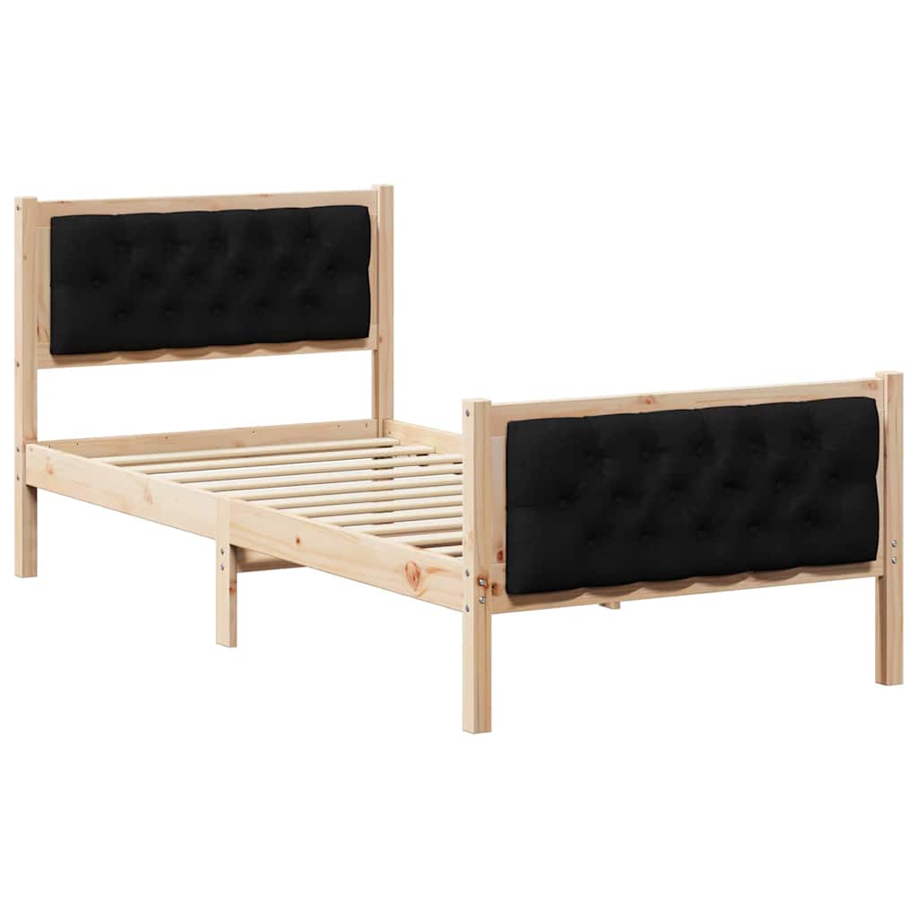 Bettrahmen Schwarz 90 x 190 cm Massives Kiefernholz