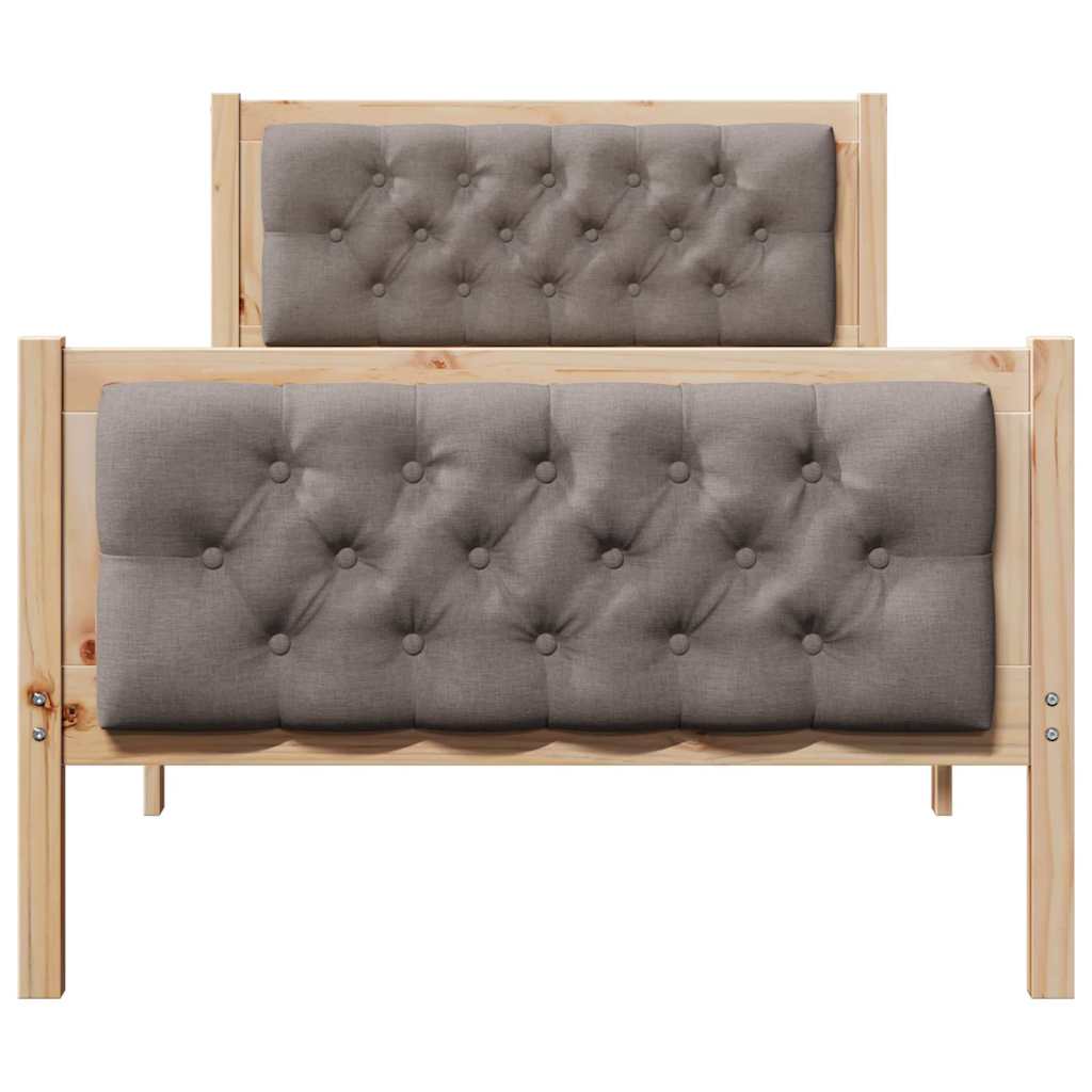 Bettrahmen mit Kopfteil Taupe 90 x 190 cm Massives Kiefernholz