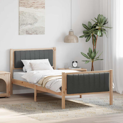 Bettgestell Braun und Dunkelgrau 90 x 200 cm Massivholz Kiefer