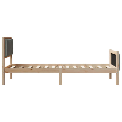 Bettgestell Braun und Dunkelgrau 90 x 200 cm Massivholz Kiefer