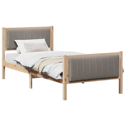 Bettgestell Braun und Taupe 90 x 200 cm Massivholz Kiefer