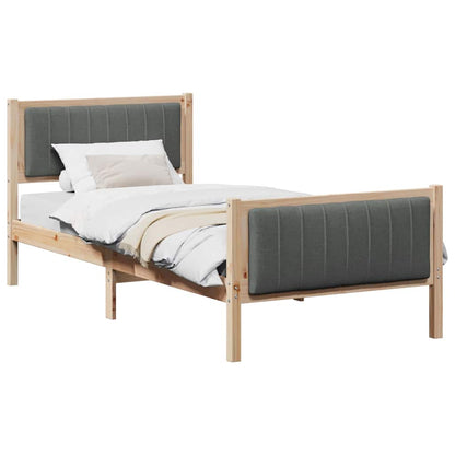 Bettgestell Braun und Dunkelgrau 90 x 190 cm Massivholz Kiefer