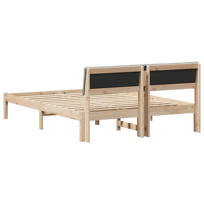 Bettgestell Braun und hellgrau 140 x 200 cm Massivholz Kiefer