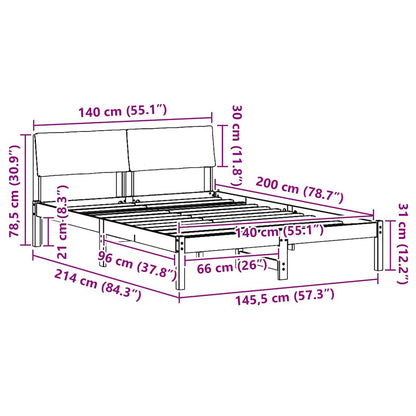 Bettgestell Braun und Schwarz 140 x 200 cm Massivholz Kiefer