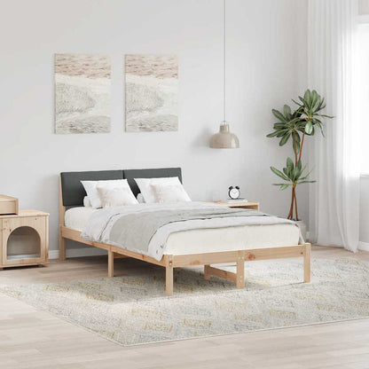 Bettgestell Braun und Dunkelgrau 120 x 190 cm Massivholz Kiefer
