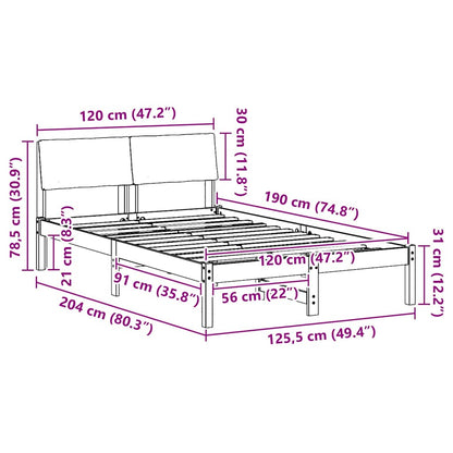 Bettgestell Braun und Dunkelgrau 120 x 190 cm Massivholz Kiefer