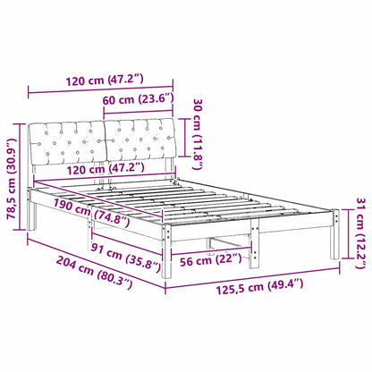 Bettgestell Braun und Schwarz 120 x 190 cm Massivholz Kiefer