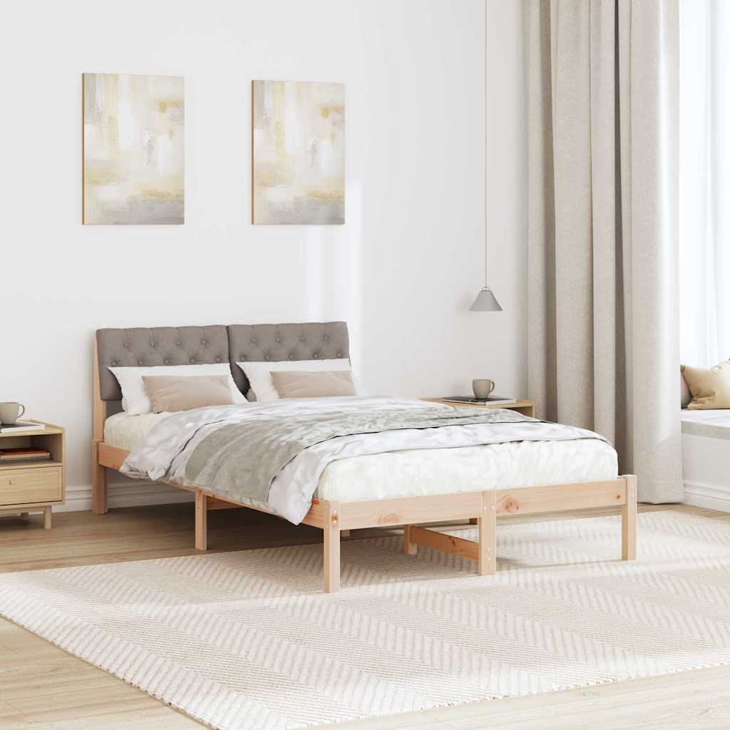 Bettgestell Braun und Taupe 120 x 190 cm Massivholz Kiefer