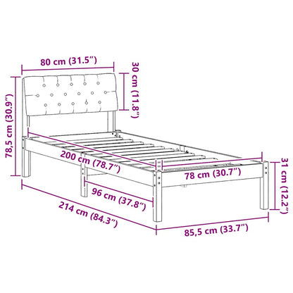 Bettgestell Braun und Schwarz 80 x 200 cm Massivholz Kiefer
