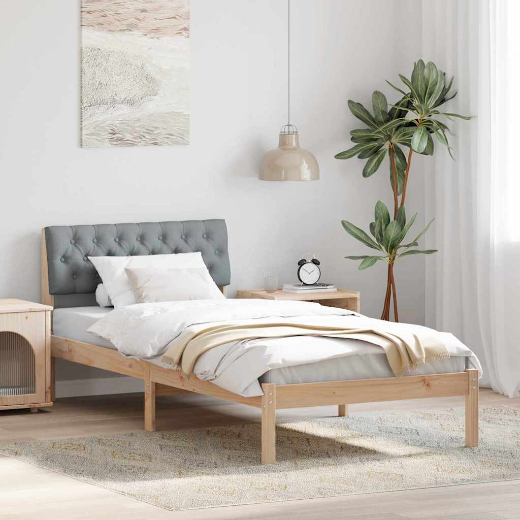 Bettgestell Braun und hellgrau 90 x 190 cm Massivholz Kiefer