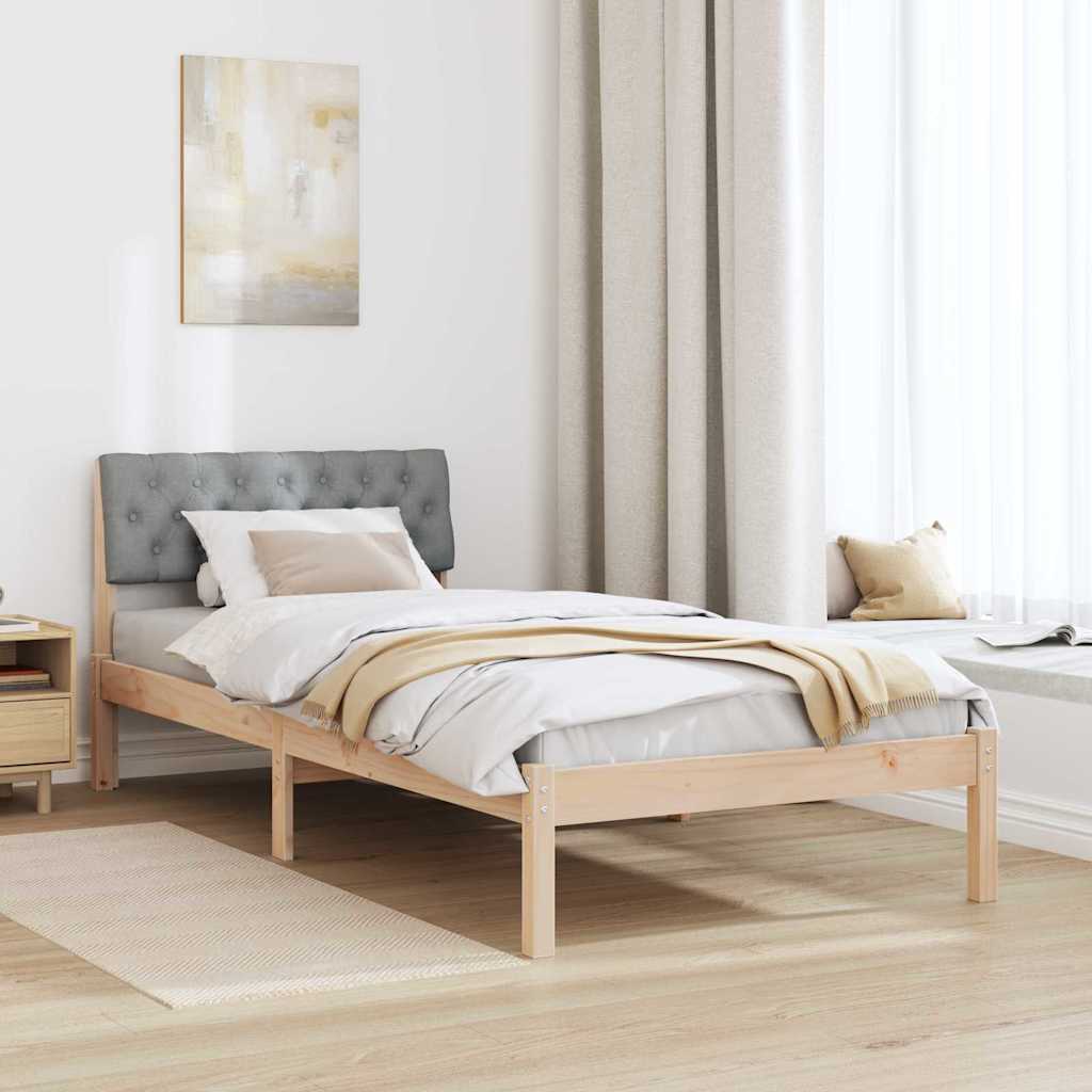 Bettgestell Braun und hellgrau 90 x 190 cm Massivholz Kiefer