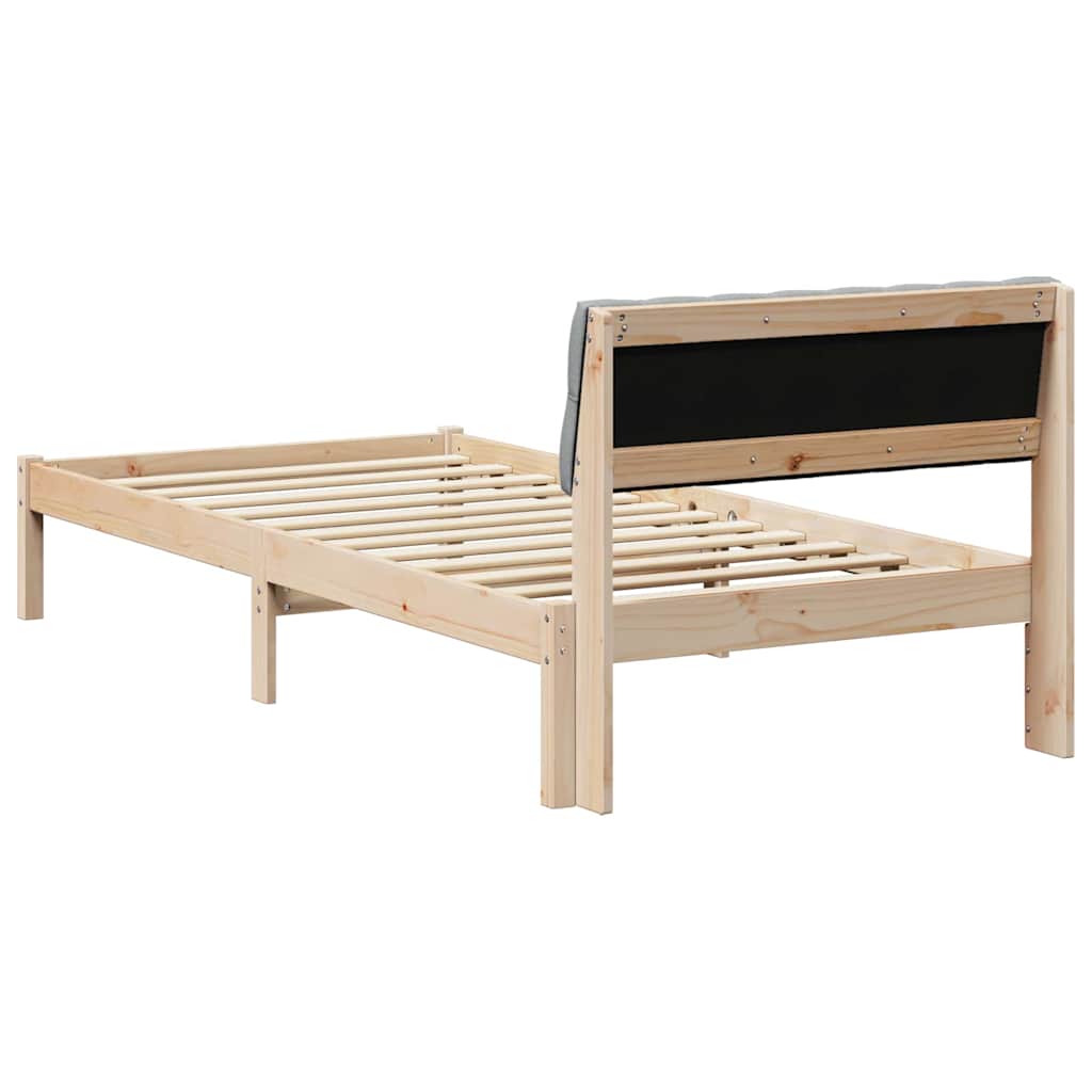 Bettgestell Braun und hellgrau 90 x 190 cm Massivholz Kiefer