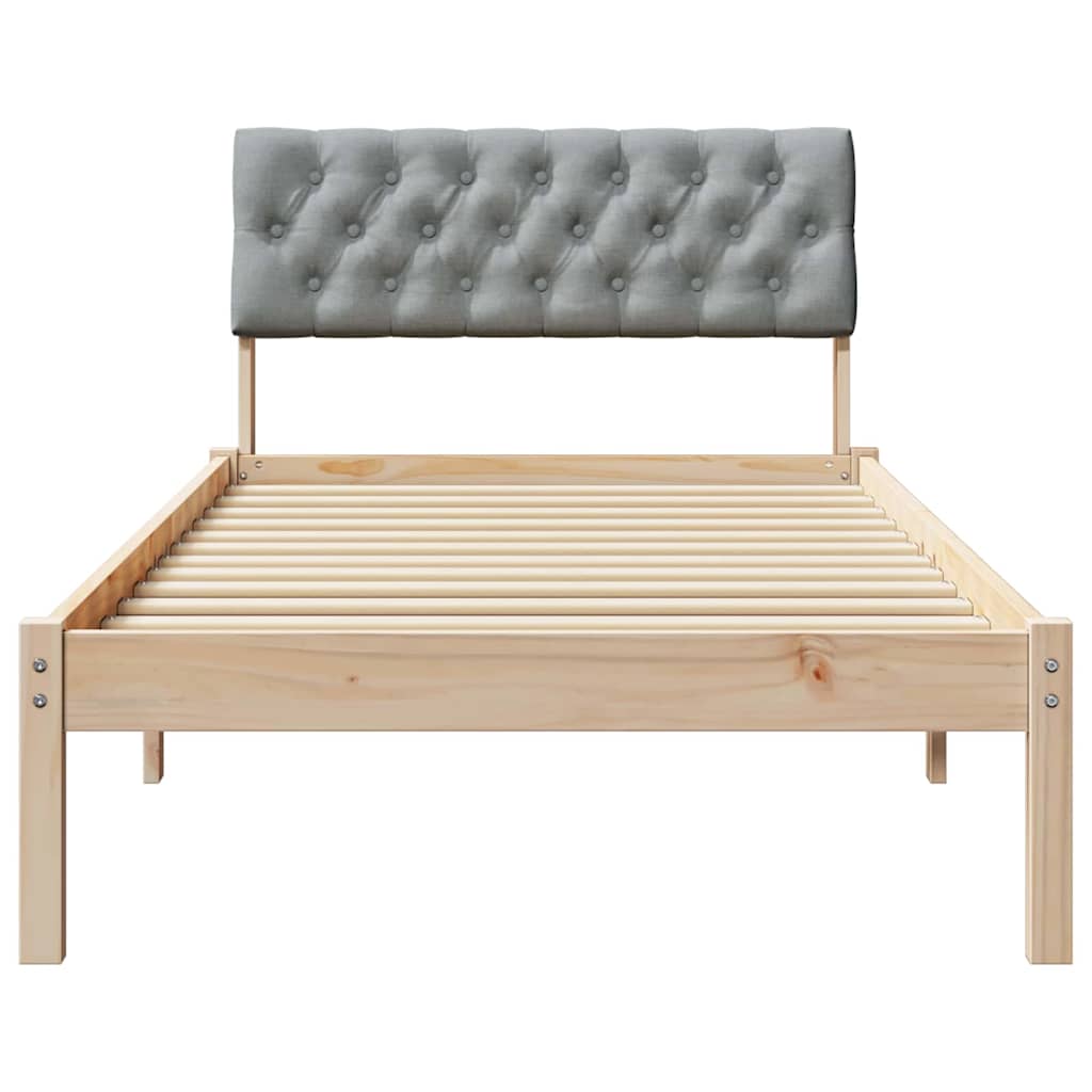 Bettgestell Braun und hellgrau 90 x 190 cm Massivholz Kiefer