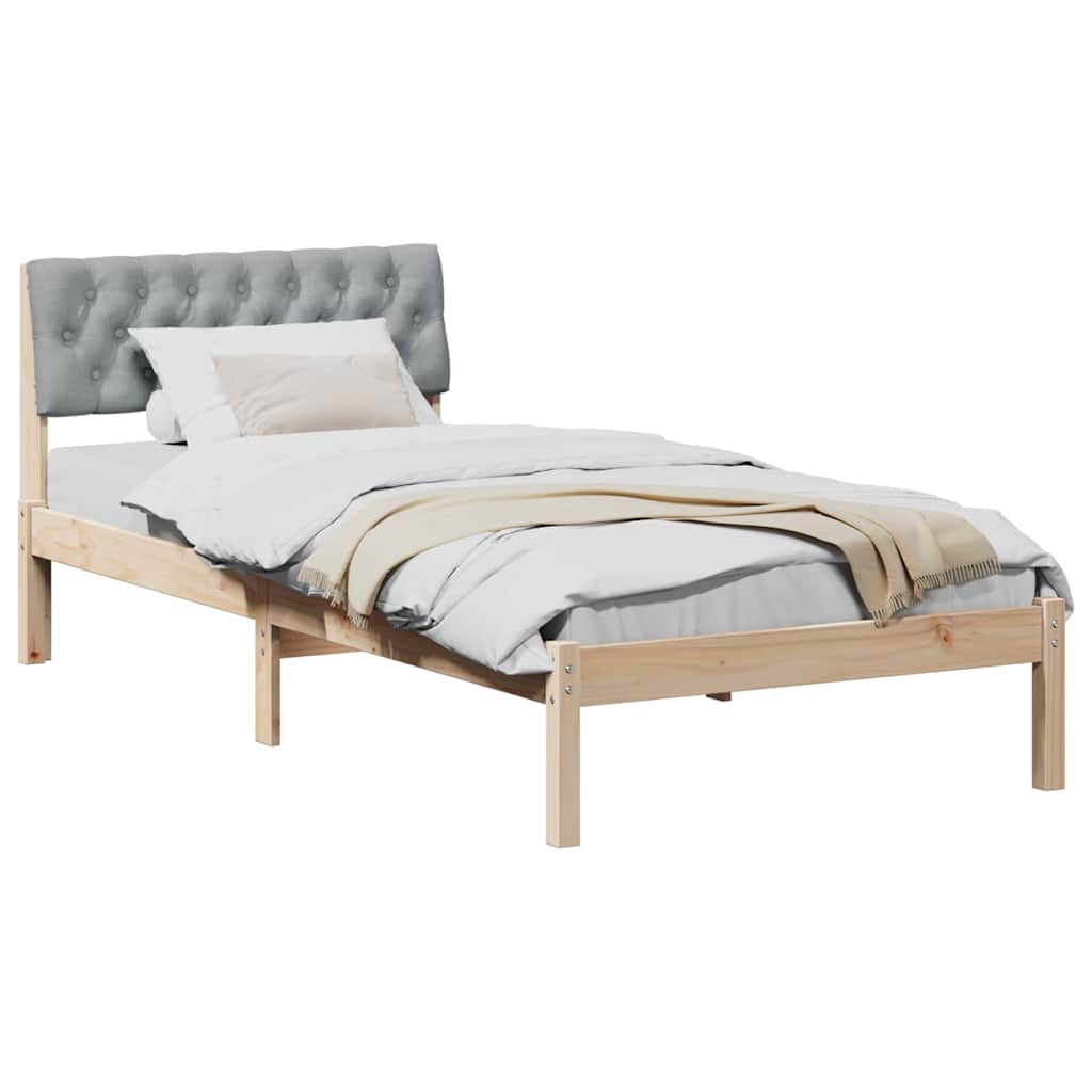 Bettgestell Braun und hellgrau 90 x 190 cm Massivholz Kiefer
