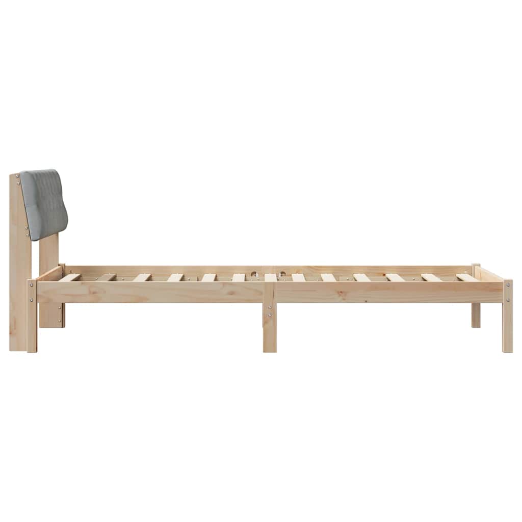 Bettgestell Braun und hellgrau 90 x 190 cm Massivholz Kiefer