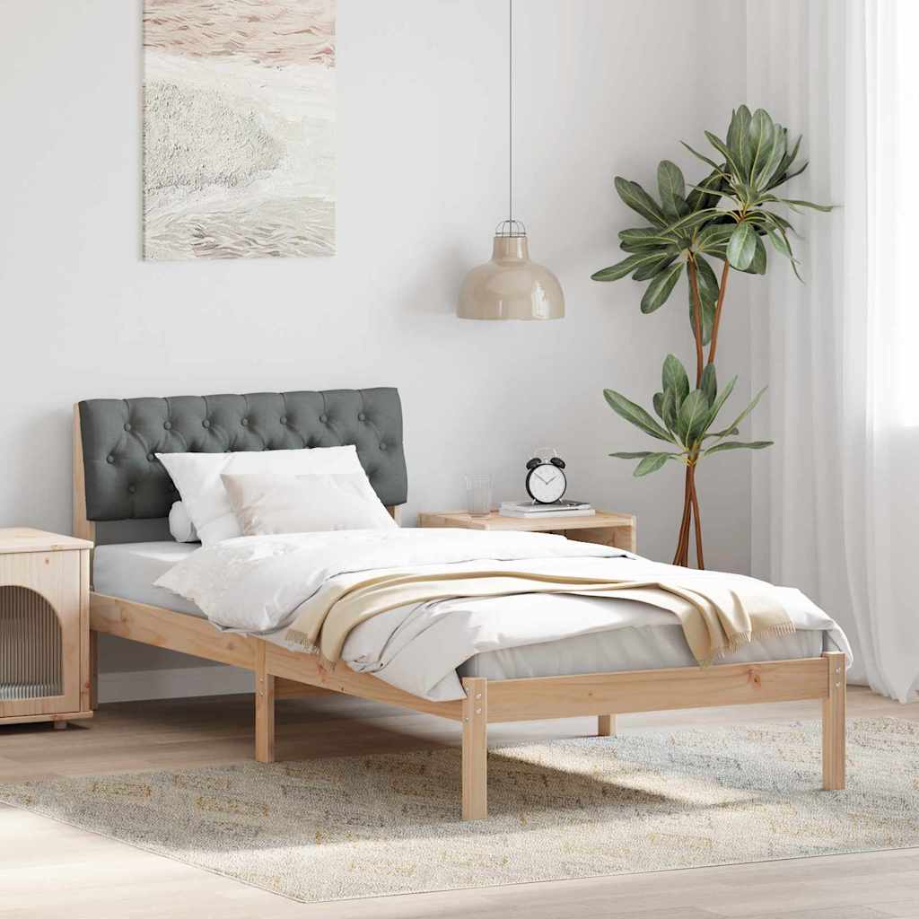 Bettgestell Braun und Dunkelgrau 90 x 190 cm Massivholz Kiefer
