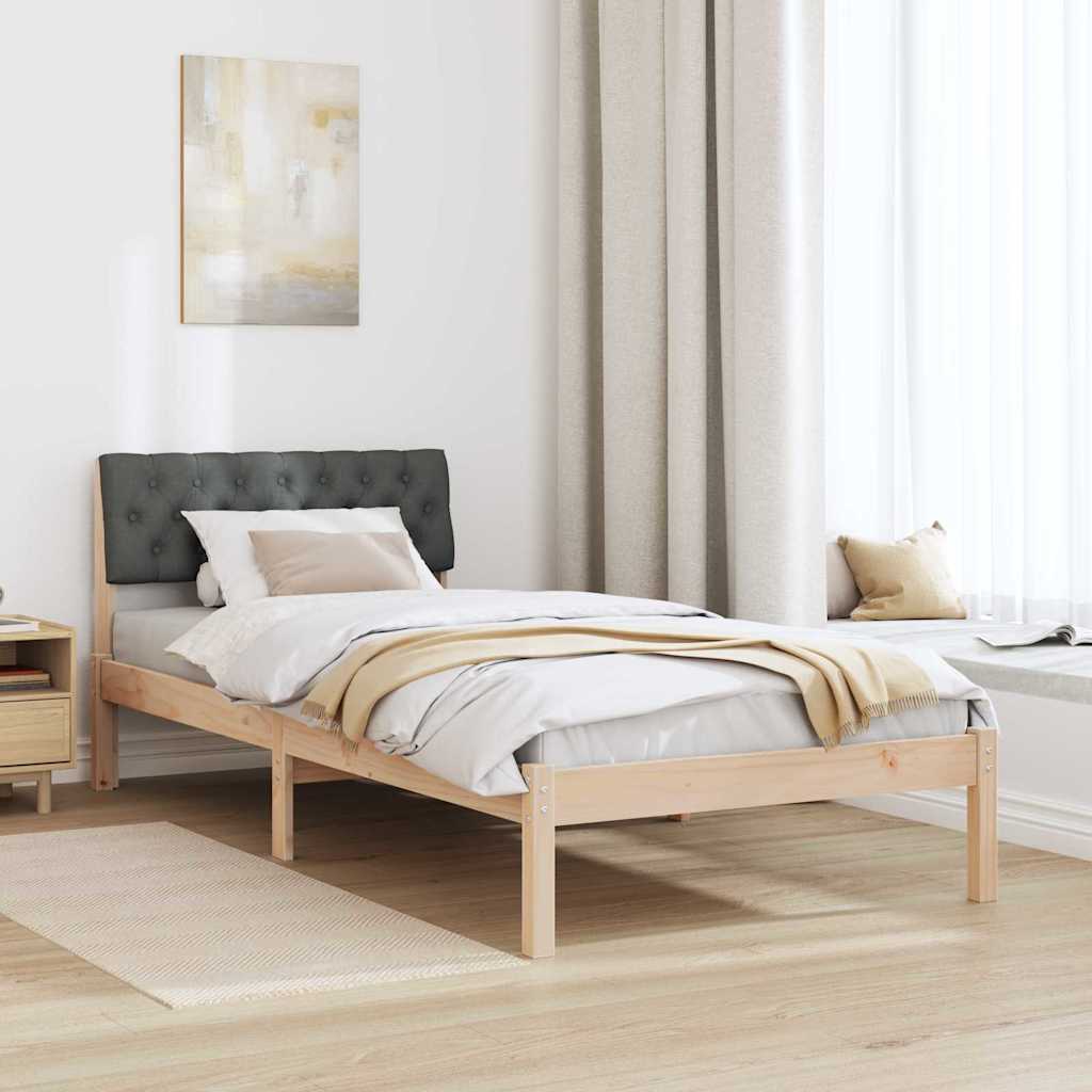 Bettgestell Braun und Dunkelgrau 90 x 190 cm Massivholz Kiefer