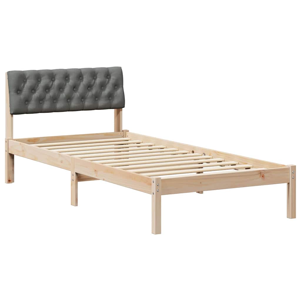 Bettgestell Braun und Dunkelgrau 90 x 190 cm Massivholz Kiefer