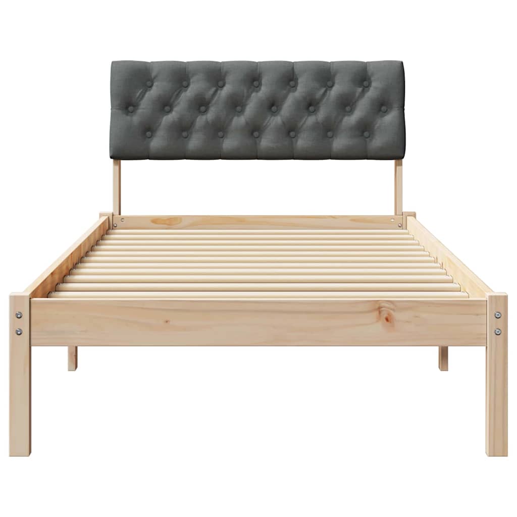 Bettgestell Braun und Dunkelgrau 90 x 190 cm Massivholz Kiefer