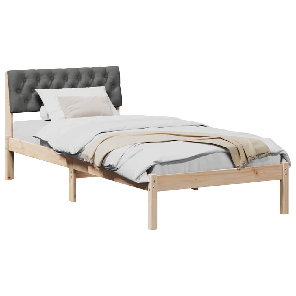 Bettgestell Braun und Dunkelgrau 90 x 190 cm Massivholz Kiefer