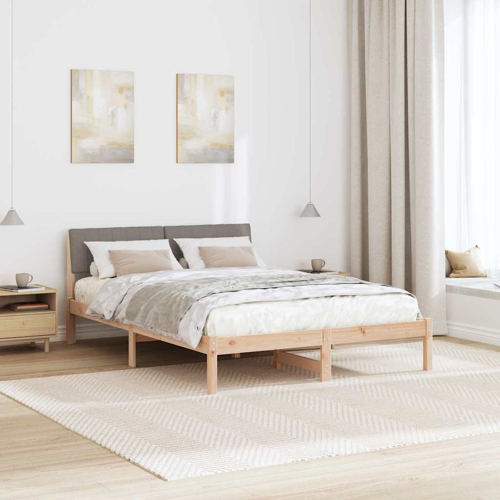 Bettgestell Braun und Taupe 135 x 190 cm Massivholz Kiefer