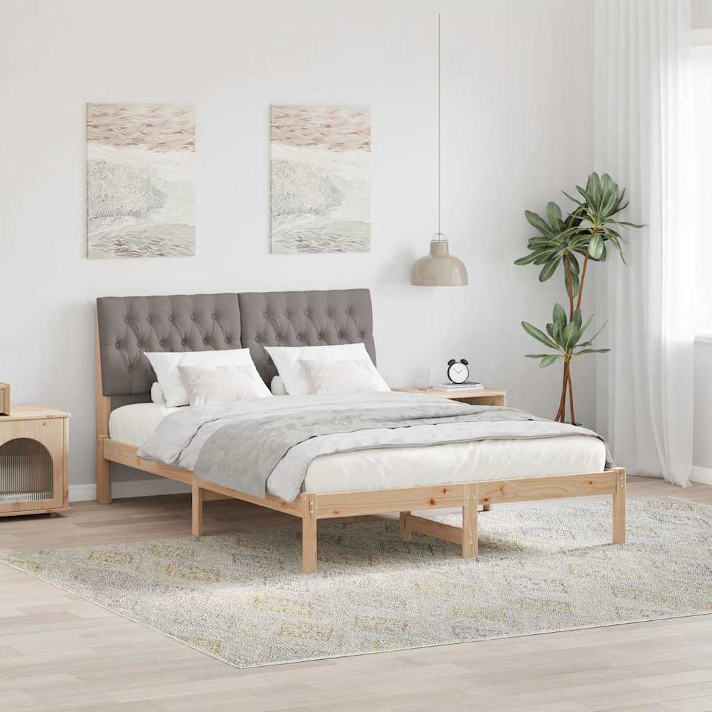 Bettgestell mit gepolstertem Kopfteil Braun 135 x 190 cm