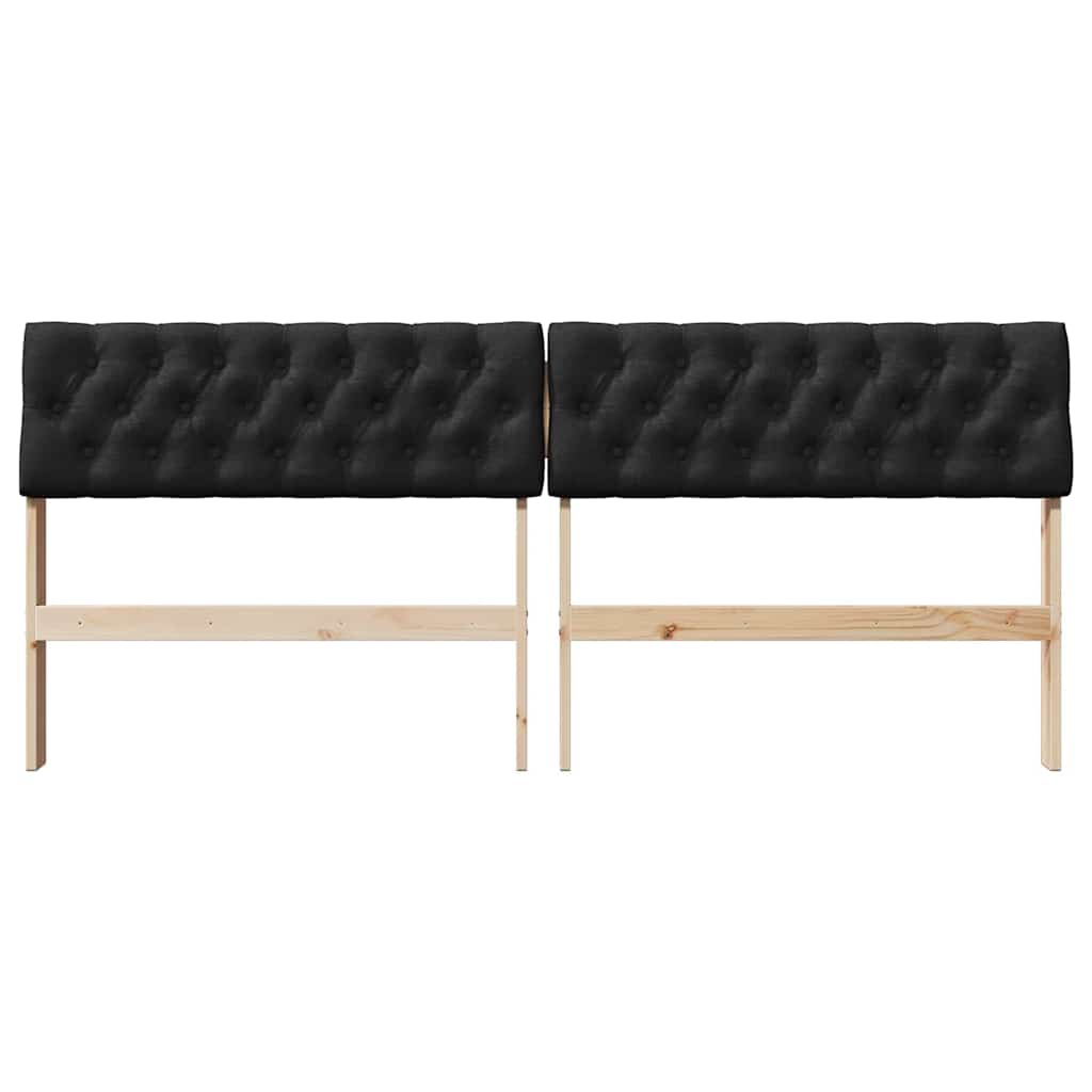Gepolstertes Kopfteil Schwarz 180 cm Massives Kiefernholz