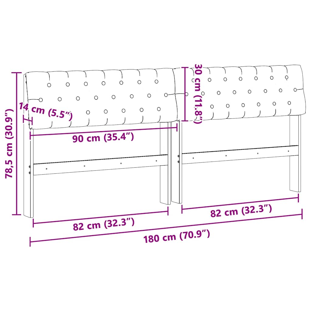 Gepolstertes Kopfteil Taupe 180 cm Massives Kiefernholz