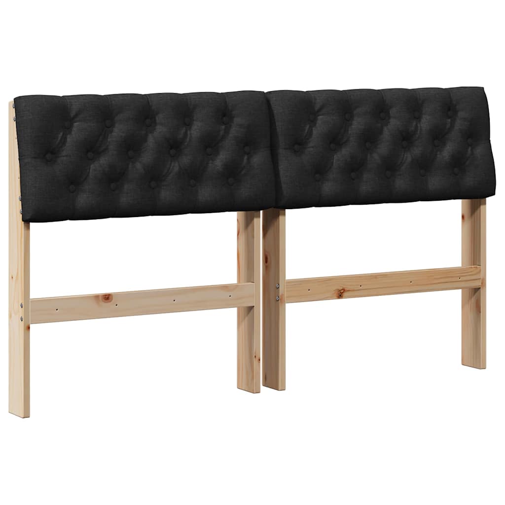 Gepolstertes Kopfteil Schwarz 150 cm Massives Kiefernholz