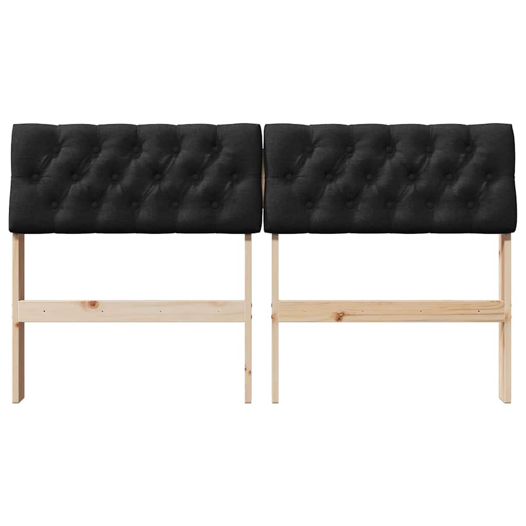 Gepolstertes Kopfteil Schwarz 150 cm Massives Kiefernholz