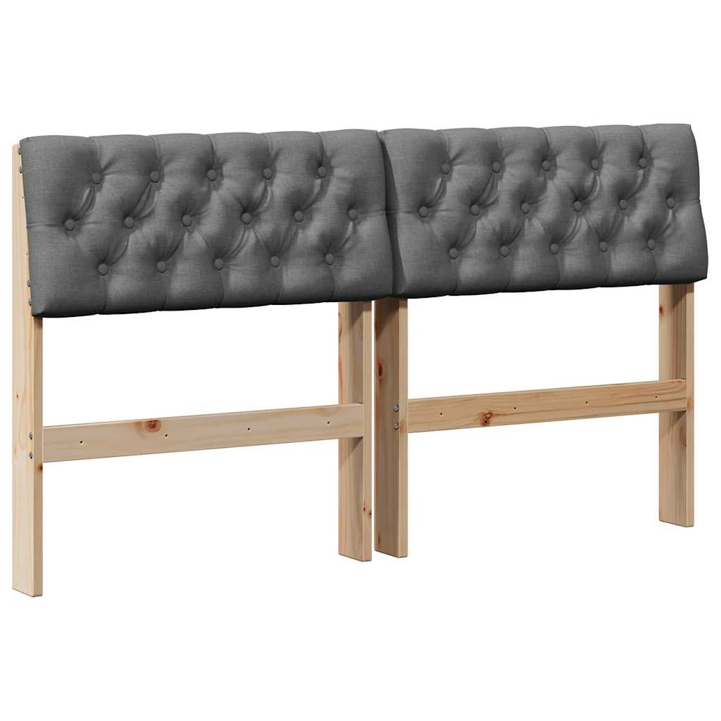 Gepolstertes Kopfteil Dunkelgrau 140 cm Massives Kiefernholz