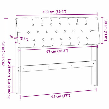 Gepolstertes Kopfteil Dunkelgrau 100 cm Massives Kiefernholz