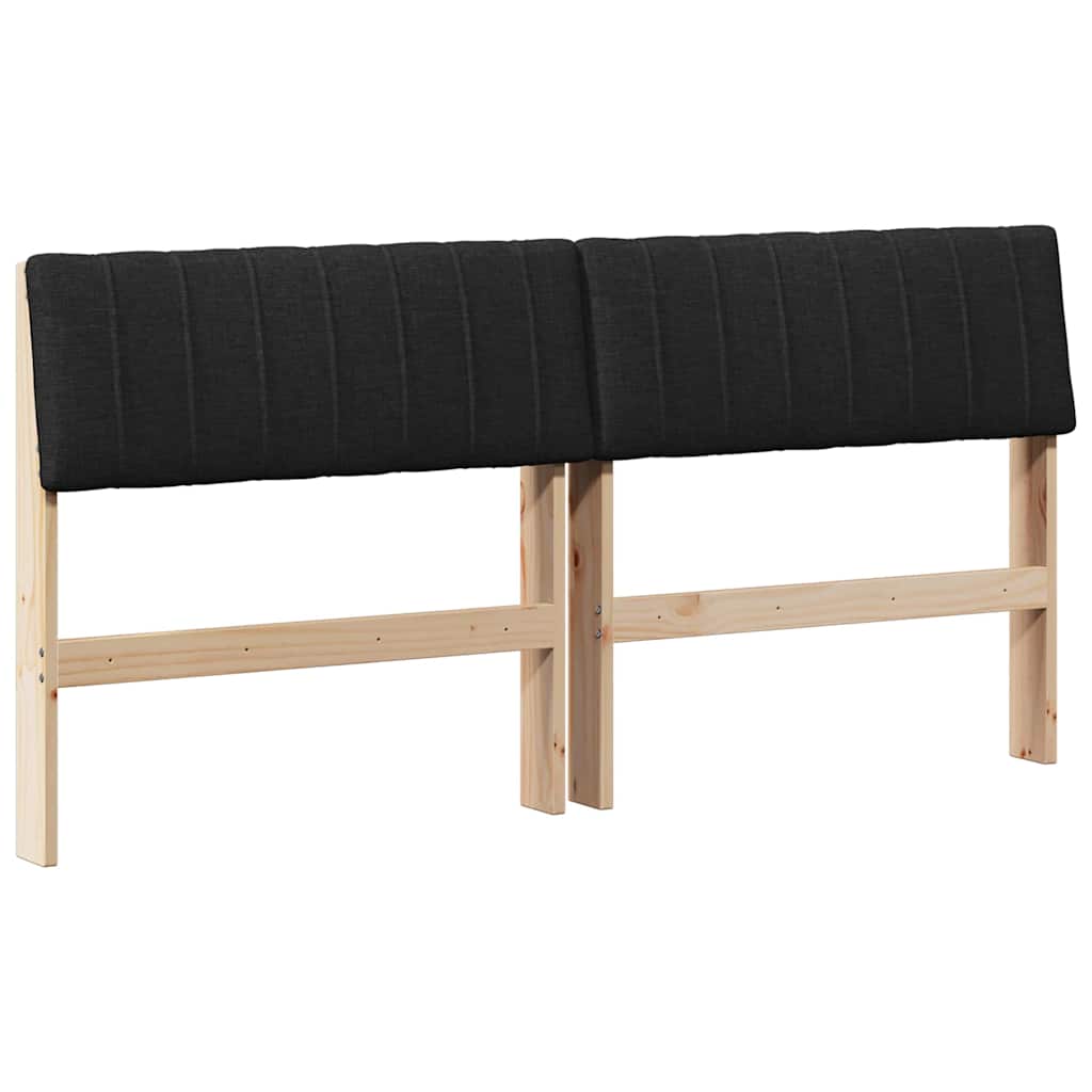 Gepolstertes Kopfteil Schwarz 150 cm Massives Kiefernholz