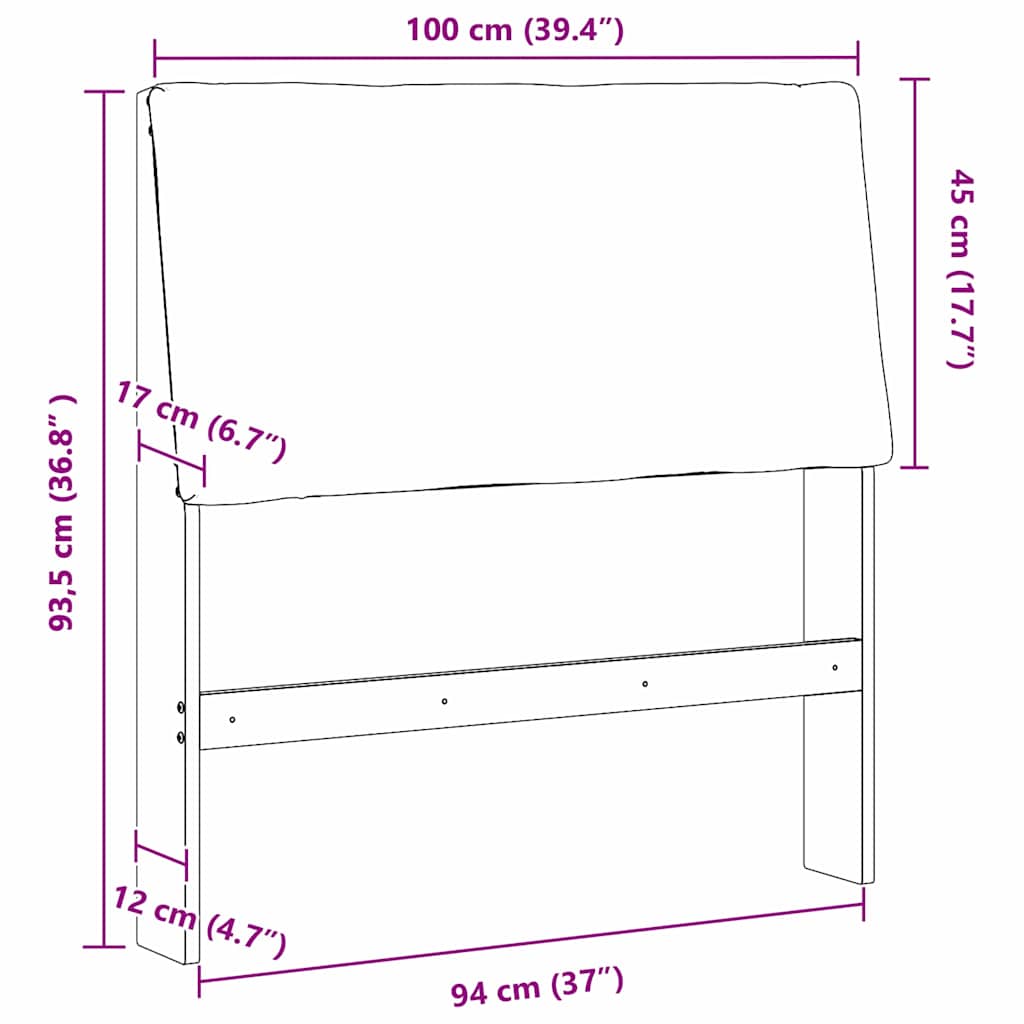 Gepolstertes Kopfteil Taupe 100 cm Massives Kiefernholz