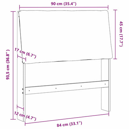 Gepolstertes Kopfteil Dunkelgrau 90 cm Massives Kiefernholz