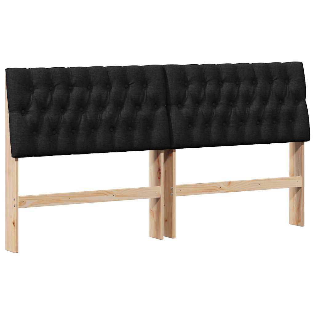 Gepolstertes Kopfteil Schwarz 180 cm Massives Kiefernholz