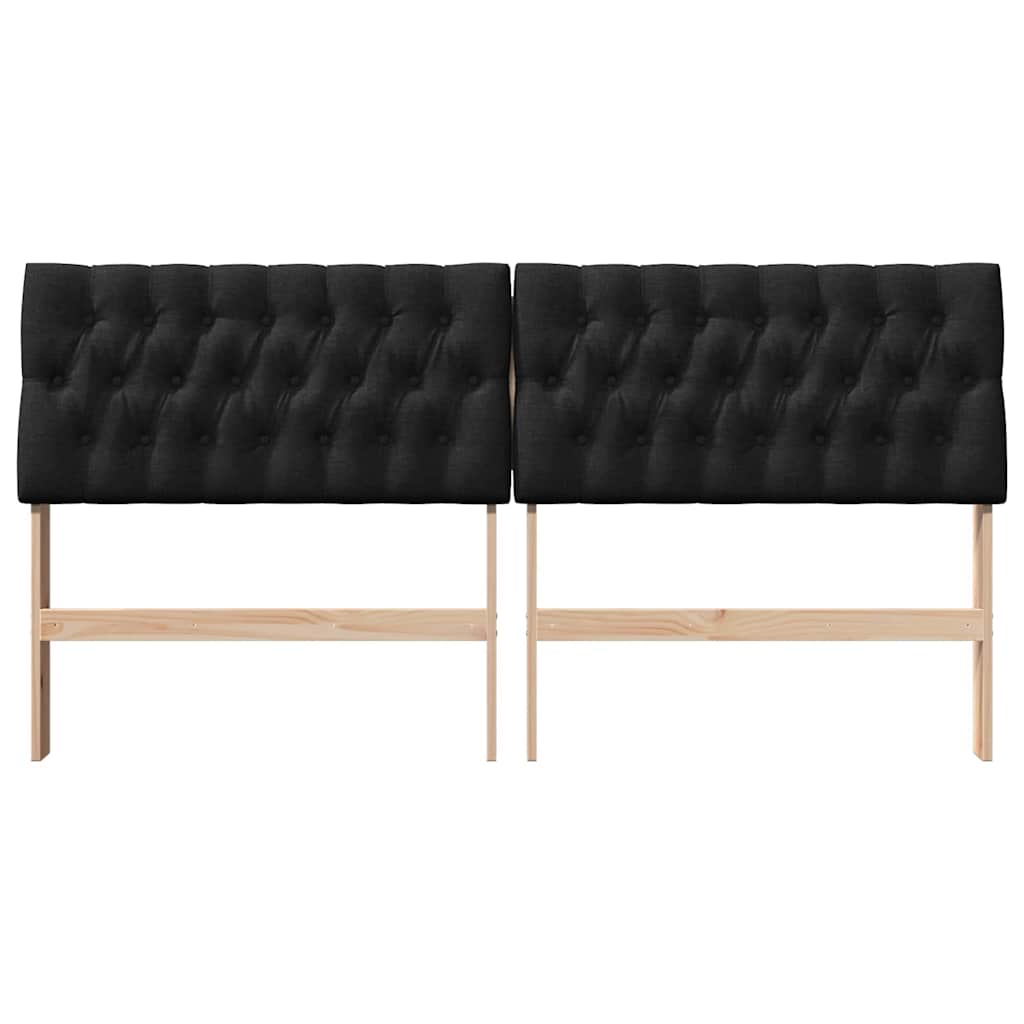 Gepolstertes Kopfteil Schwarz 180 cm Massives Kiefernholz