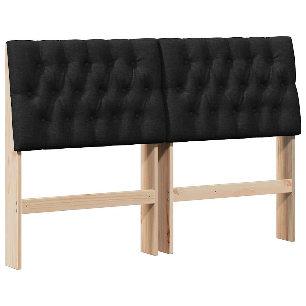 Gepolstertes Kopfteil Schwarz 160 cm Massives Kiefernholz