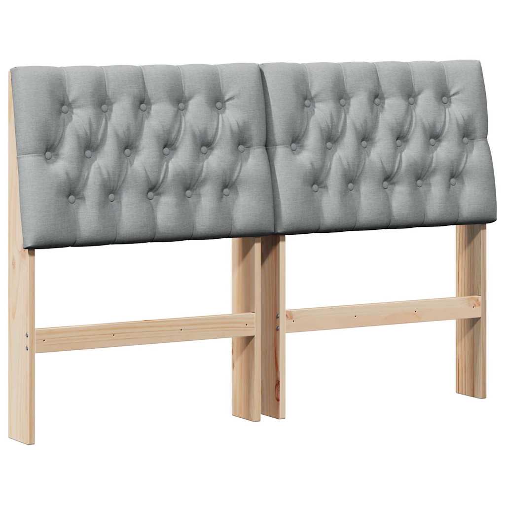 Gepolstertes Kopfteil Hellgrau 140 cm Massives Kiefernholz