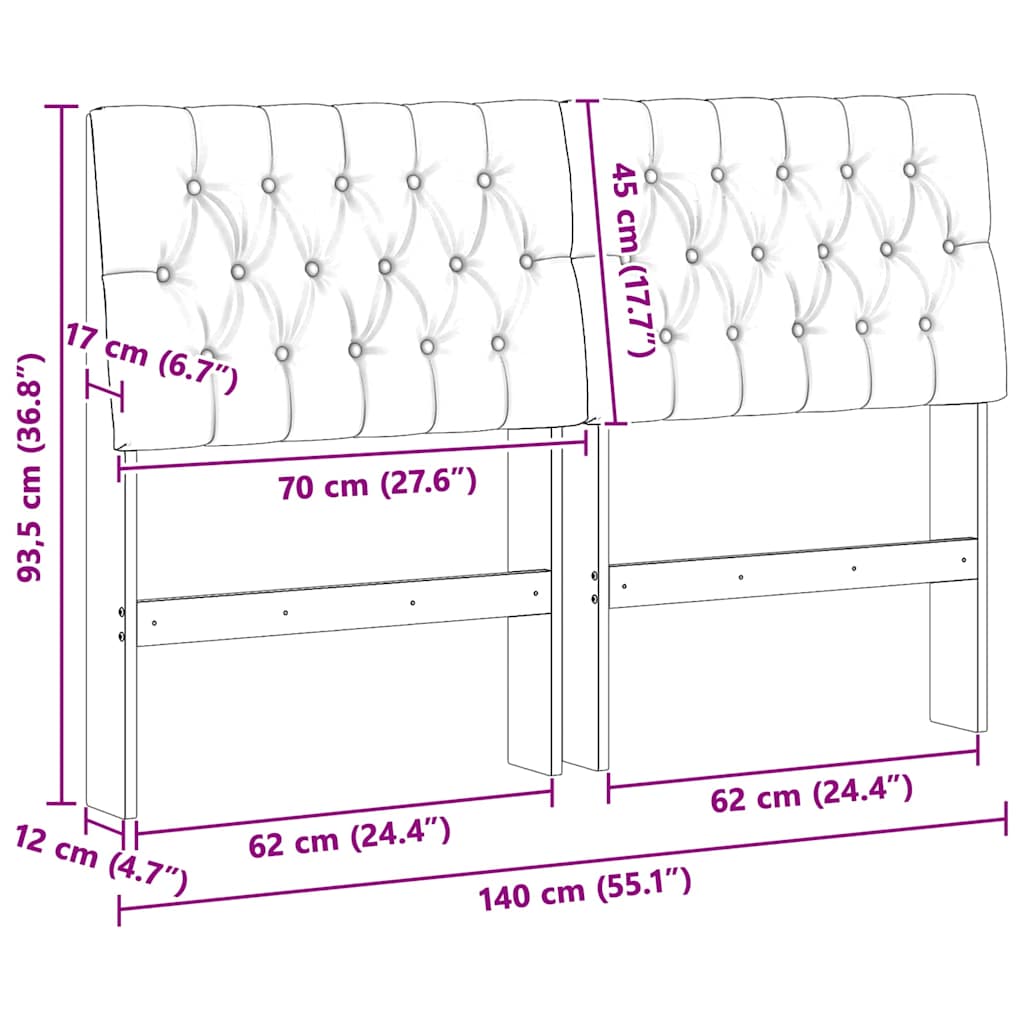 Gepolstertes Kopfteil Taupe 140 cm Massives Kiefernholz