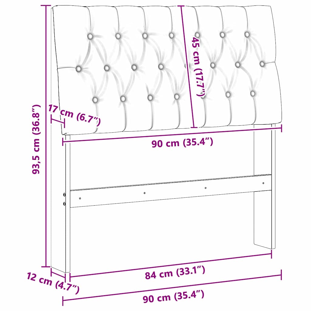 Gepolstertes Kopfteil Taupe 90 cm Massives Kiefernholz