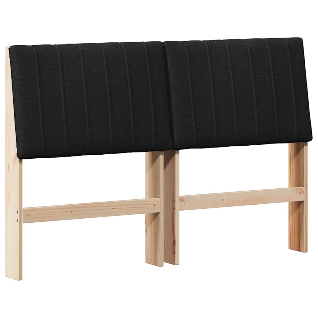 Gepolstertes Kopfteil Schwarz 140 cm Massives Kiefernholz