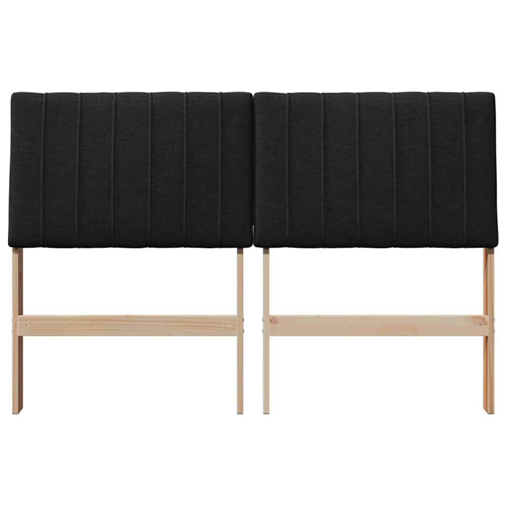 Gepolstertes Kopfteil Schwarz 140 cm Massives Kiefernholz